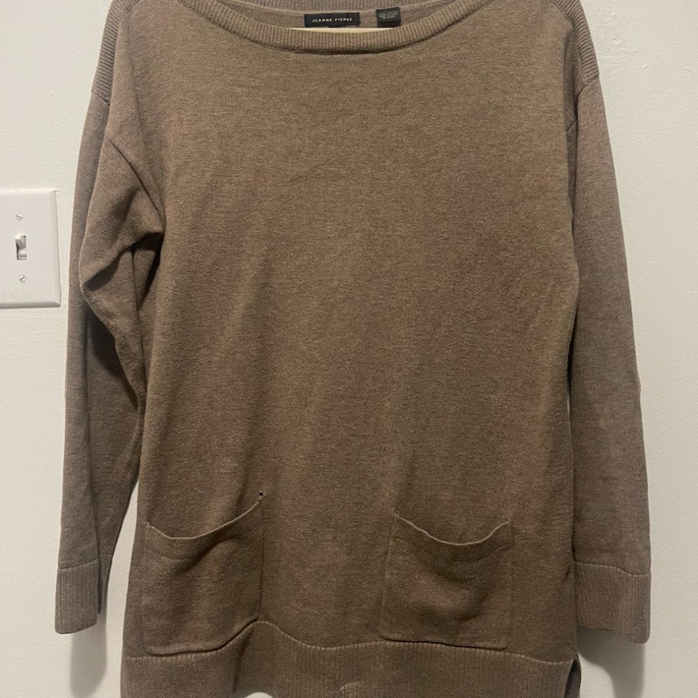 Jeanne Pierre Medium Brown Sweater with Pockets
